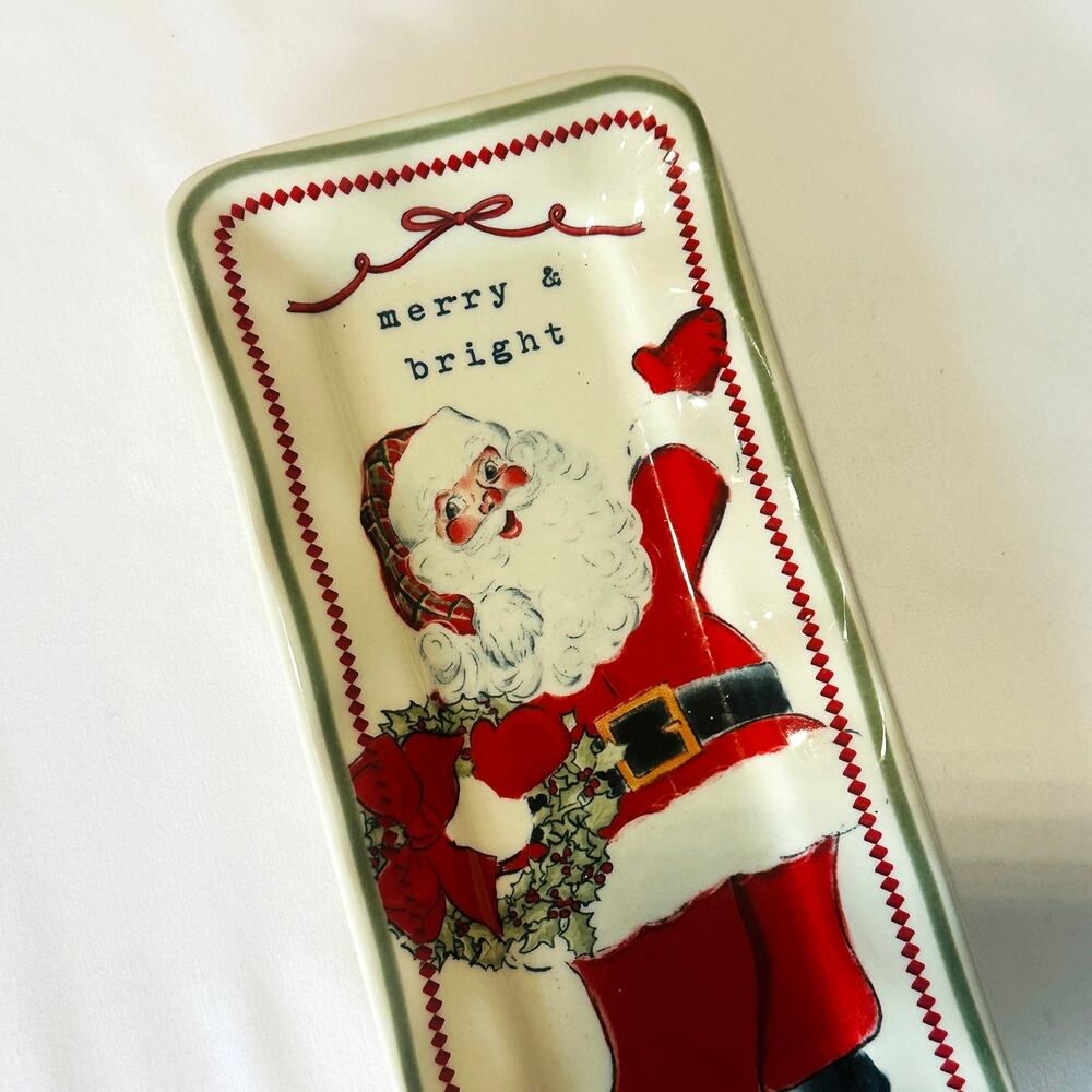 Mud Pie Merry & Bright Santa Vintage Everything Plate Trinket Dish